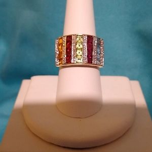10K Yellow Gold Multi-Gemstone Ring